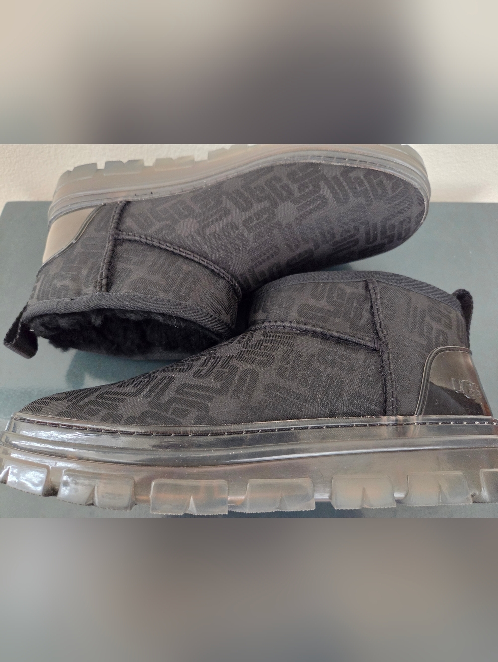 NIB UGG Classic Ultra Mini Monogram Boots Black Women's 9 - Picture 8 of 12